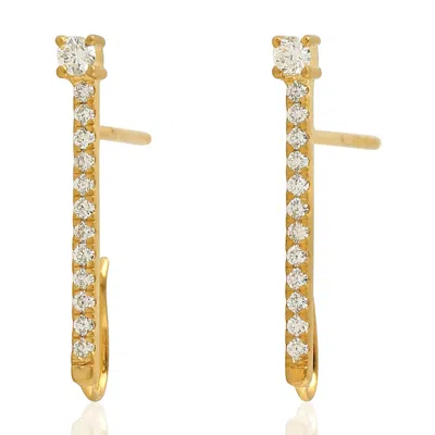 Artisan Women's White 18k Yellow Gold With Diamond Stud Earrings