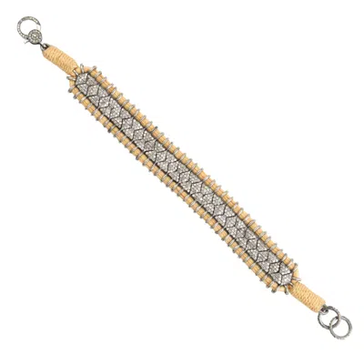 Artisan Women's White 925 Sterling Silver Diamond Geometric Macramé Bracelet