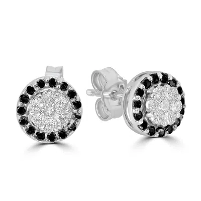 Artisan Women's White / Black Black & White Diamond Round Stud Earrings In White Gold