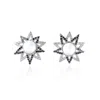 Artisan Women's White / Black Designer Black & White Diamond And Pearl Star Studs In White Gold In Metallic
