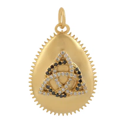 Artisan Women's White / Black / Gold 14k Yellow Gold Trinity Knot Pendant With Natural Diamond