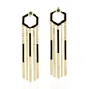 Artisan Women's White / Black / Gold Pear Emerald Diamond Enamel Chandelier Earrings In Yellow Gold In Gold