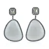 Artisan Women's White / Black Moonstone & Black Diamond Dangle Earrings In 18k White Gold In Metallic