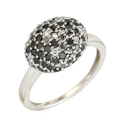 Artisan Women's White / Black Natural Black & White Diamond Cocktail Ring In White Gold