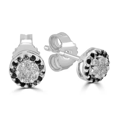 Artisan Women's White / Black Natural Black And White Diamond Stud Earrings In White Gold In Multi