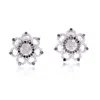 Artisan Women's White / Black Pave Diamond Flower Earrings In White Gold – Black & White Diamond Studs In Multi
