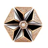 Artisan Women's White / Black / Rose Gold Bold Geometric Diamond & Enamel Statement Ring In 14k Rose Gold