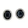 Artisan Women's White / Black Uneven Geode Pave Diamond Stud Earrings In White Gold