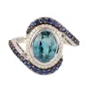 Artisan Women's White / Blue 18k White Gold Blue Sapphire & Natural Blue Zircon Diamond Ring In Metallic