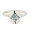 Artisan Women's White / Blue 18k White Gold Cocktail Ring With Aquamarine & Diamonds In Multi