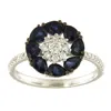 Artisan Women's White / Blue 18k White Gold Cocktail Ring With Pear Cut Blue Sapphire & Diamonds In Blue