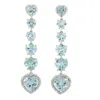 Artisan Women's White / Blue 18k White Gold Heart Earrings With Aquamarine & Diamonds In Blue