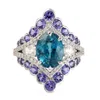 Artisan Women's White / Blue 18k White Gold Rose-cut Diamond, Natural Blue Zircon & Tanzanite Ring In Blue