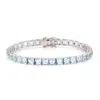 Artisan Women's White / Blue Aquamarine Gemstone Fixed And Flexible Bracelet In White Gold