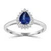 Artisan Women's White / Blue Blue Sapphire & Diamond Drop Design Ring In White Gold