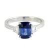 Artisan Women's White / Blue Blue Sapphire & Tapered Baguette Diamond Three Stone Ring In White Gold