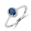 Artisan Women's White / Blue Blue Sapphire Gemstone Pave Diamond Stacking Ring In White Gold