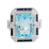 Artisan Women's White / Blue Blue Topaz & Blue Sapphire Gemstone Diamond Cocktail Ring In White Gold