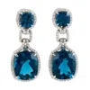 Artisan Women's White / Blue Cushion Cut London Topaz & Diamond Designer Dangle Earrings In White Gold