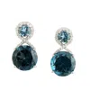 Artisan Women's White / Blue London Topaz & Pavé Diamond Dangle Earrings In White Gold – Fine Jewelry For He In Multi