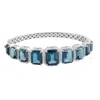 Artisan Women's White / Blue London Topaz Gemstone Pave Diamond Designer Bangle In White Gold