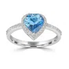 Artisan Women's White / Blue Natural Aquamarine & Diamond Heart Cocktail Ring In White Gold