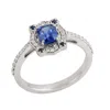 Artisan Women's White / Blue Natural Blue Sapphire Pave Diamond Cocktail Ring In 14k White Gold