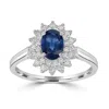 Artisan Women's White / Blue Natural Diamond & Blue Sapphire Gemstone Designer Ring In White Gold