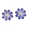 Artisan Women's White / Blue Natural Tanzanite & Rose Cut Diamond Ear Jacket Earrings In White Gold
