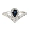 Artisan Women's White / Blue Statement Pear-cut Blue Sapphire & Diamond Ring In 18k White Gold In Metallic