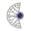 Artisan Women's White / Blue Vibrant Tanzanite & Diamond Cocktail Ring In White Gold In Metallic