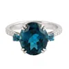 Artisan Women's White / Blue White Gold With Oval Cut London Topaz & Diamond Cocktail Ring