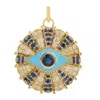 Artisan Women's White / Blue / Yellow Natural Sapphire Diamond Enamel Evil Eye Necklace In Yellow Gold In Gold