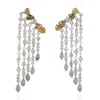 Artisan Women's White / Brown Beaded Ice Diamond Chandelier Earrings In 18k White Gold In Multi