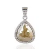 Artisan Women's White / Brown Designer Ice Diamond Pendant In 18k White Gold In Metallic