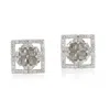 Artisan Women's White / Brown Ice Diamond Square Stud Earrings In White Gold – Minimalist Fine Jewelry In Multi