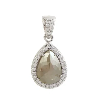 Artisan Women's White / Brown Natural Ice Diamond Charm Pendant In 18k White Gold