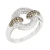 Artisan Women's White / Brown White Gold Champagne & White Diamond Interlocking Circle Ring