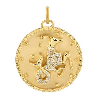 Artisan Women's White / Gold 14k Yellow Gold Capricorn Zodiac Pendant With Natural Diamond