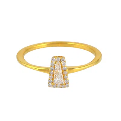 Artisan Women's White / Gold 18k Yellow Gold Baguette-cut Diamond Band Ring