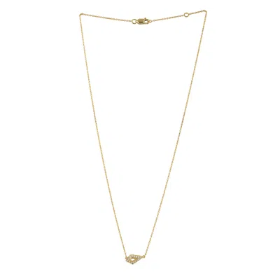 Artisan Women's White / Gold 18k Yellow Gold Princess Chain Necklace With Natural Diamonds
