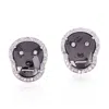 Artisan Women's White / Gold / Black White Gold Skull Earrings With Natural Diamonds In Multi