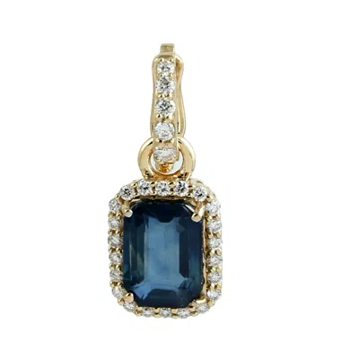 Artisan Women's White / Gold / Blue Blue Sapphire & Diamond Charm Pendant In 18k Yellow Gold In Multi
