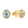 Artisan Women's White / Gold / Blue Designer Blue Topaz & Diamond Stud Earrings In 18k Gold In Gold