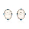 Artisan Women's White / Gold / Blue Elegant Jade And Diamond Stud Earrings In 18k White Gold In Metallic