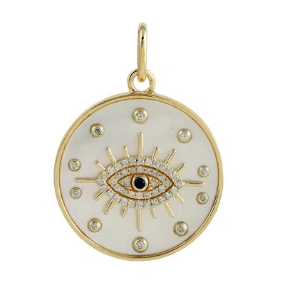 Artisan Women's White / Gold / Blue Luxury Blue Sapphire & Diamond Evil Eye Lashes Pendant In Gold