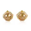 Artisan Women's White / Gold / Brown 18k Yellow Gold Hexagon Ice Diamond Stud Earrings In Gold