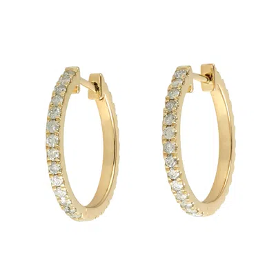 Artisan Women's White / Gold Classic Natural Diamond Hoop Earrings In 18k Gold