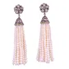 Artisan Women's White / Gold Diamond & Pearl Flower Tassel Earrings In 18k Gold And Silver In Multi