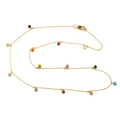 Artisan Women's White / Gold Gold With Diamond & Mix Gemstone Choker Necklace